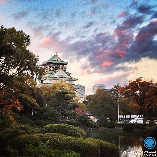 Fin de journée sur le château d’Osaka